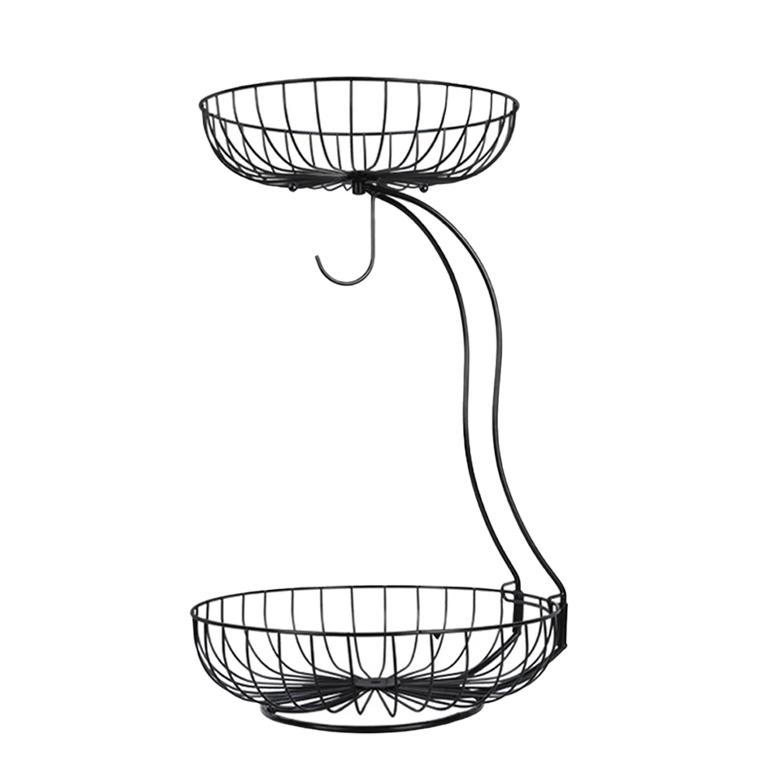 

Настольная 2-ярусная железная корзина для фруктов с вешалкой-бананом, практичная кухонная универсальная нержавеющая корзина для овощей