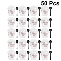 50 sets of disposable mousse cup diy tiramisu cup plastic dessert cup creative dessert container with spoon and lid random color