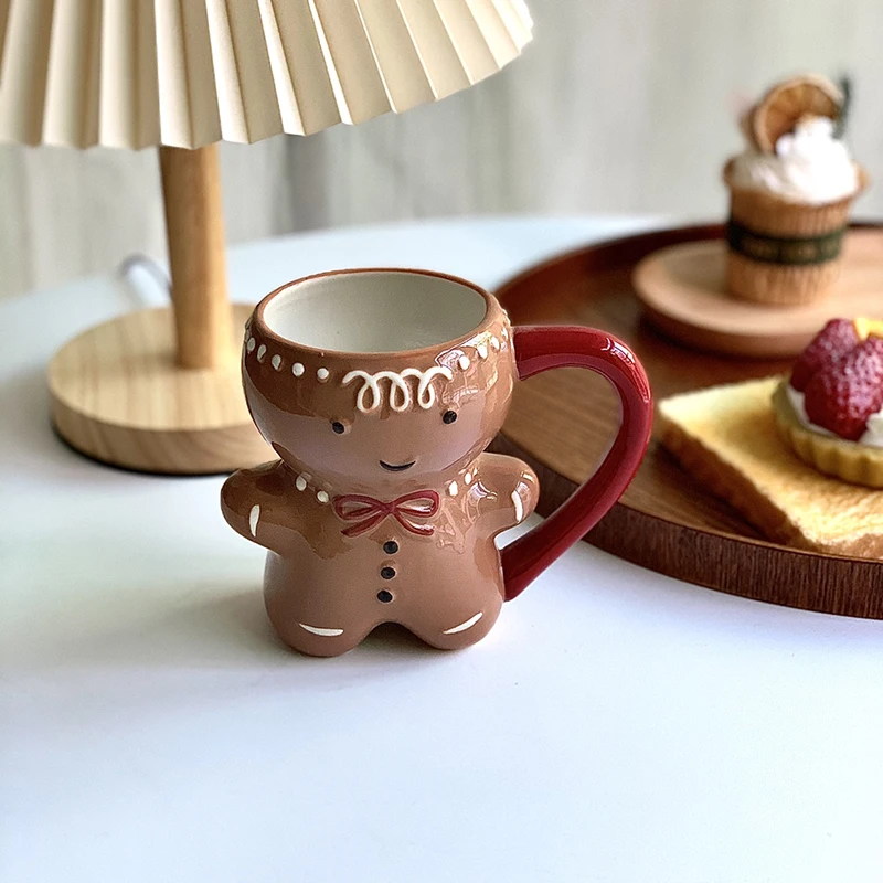 

450ml Cute Personalized Gingerbread Man/Santa Claus Ceramic Milk Coffee Water Cups Cartoon Cute Kawaii Christmas Mug Xmas Gifts