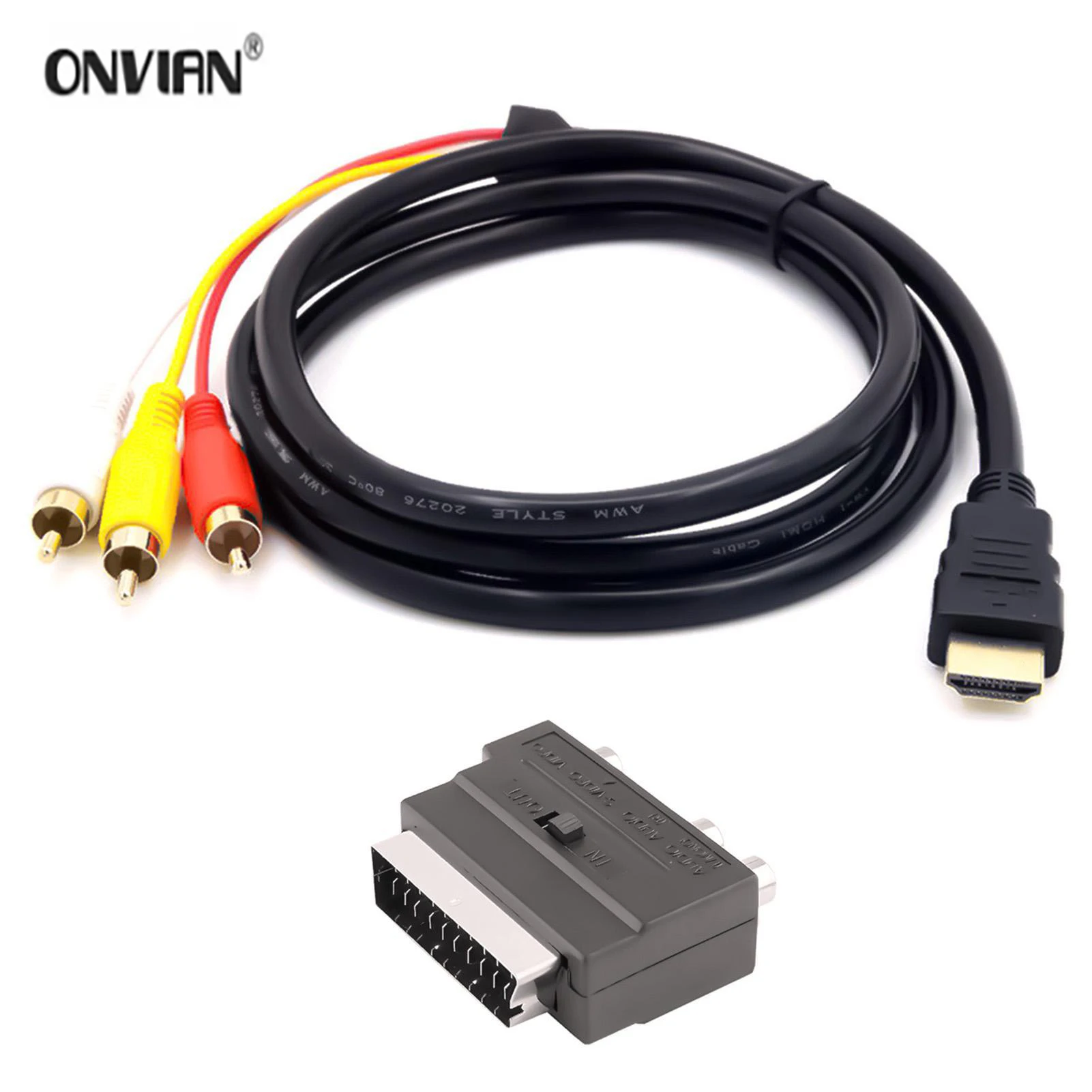 Кабель onbian HDMI HD для 3RCA аудио кабель с SCART 2 в 1 адаптер 5 метров проектора/DVD/ТВ