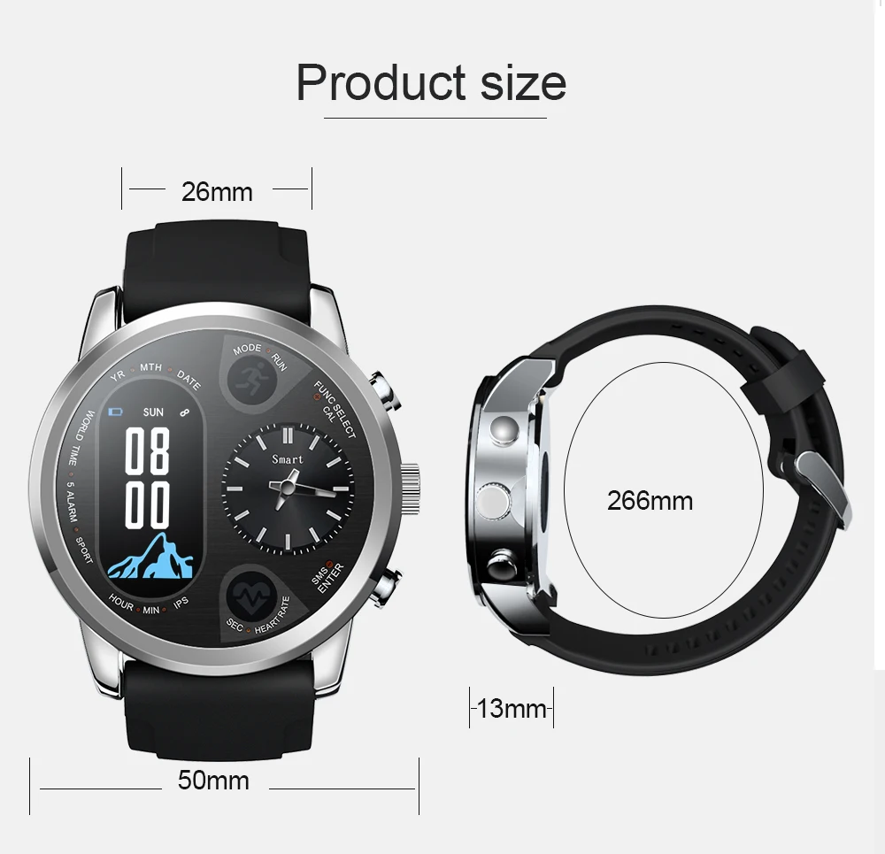 LEMFO Смарт часы для мужчин T3 PRO Dual Time Водонепроницаемый IP67 сердечного ритма Bluetooth трекер активности Смарт спортивные для IOS Android