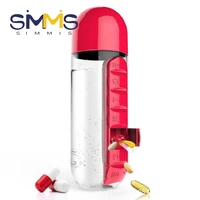simmis pill box water cup 2 in 1 portable plastic outdoor capsule cup large capacity creative pill box water bottle