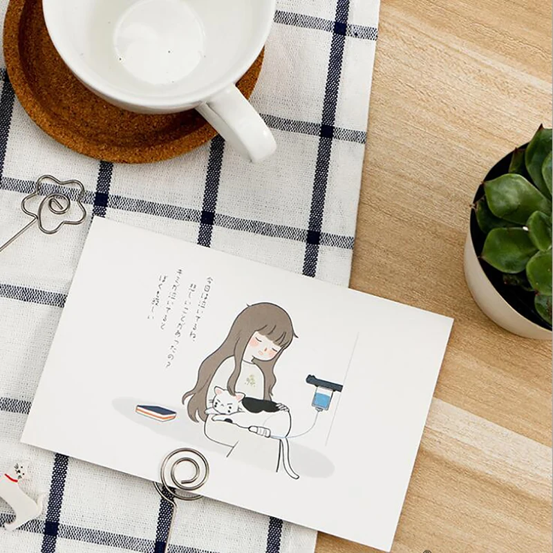 Бумажный Подарочный конверт для открытки с красивыми кошками и девочками из