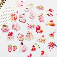 50pcs box sweet pink mousse cake strawberry cherry diy sticker stick label diary decor