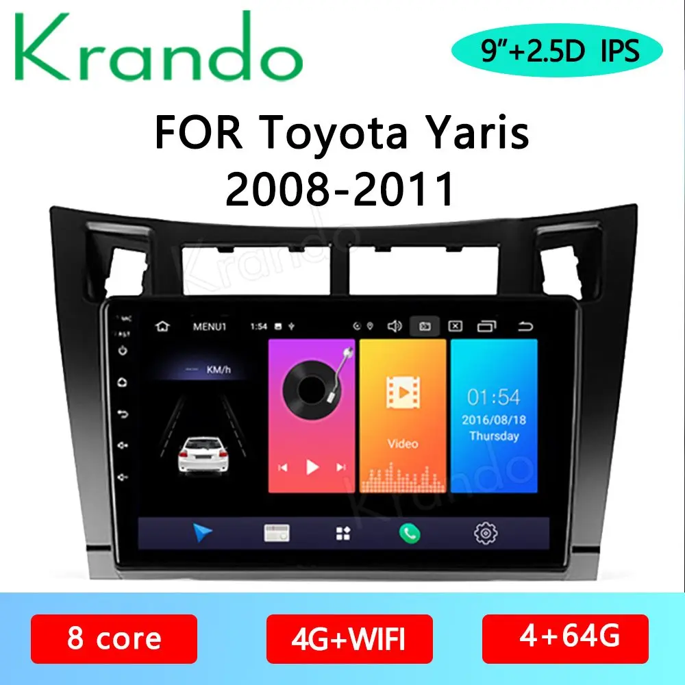 Krando Android 10 0 9 &quotIPS Full Touch автомобильное мультимедийное радио для Toyota Yaris 2008 2011 аудио