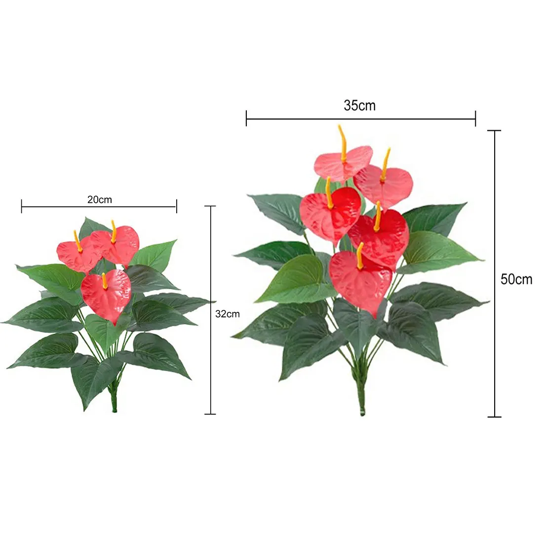 Искусственные цветы в горшке Anthurium 2 szies 12/18 комнатные Зеленые искусственные для