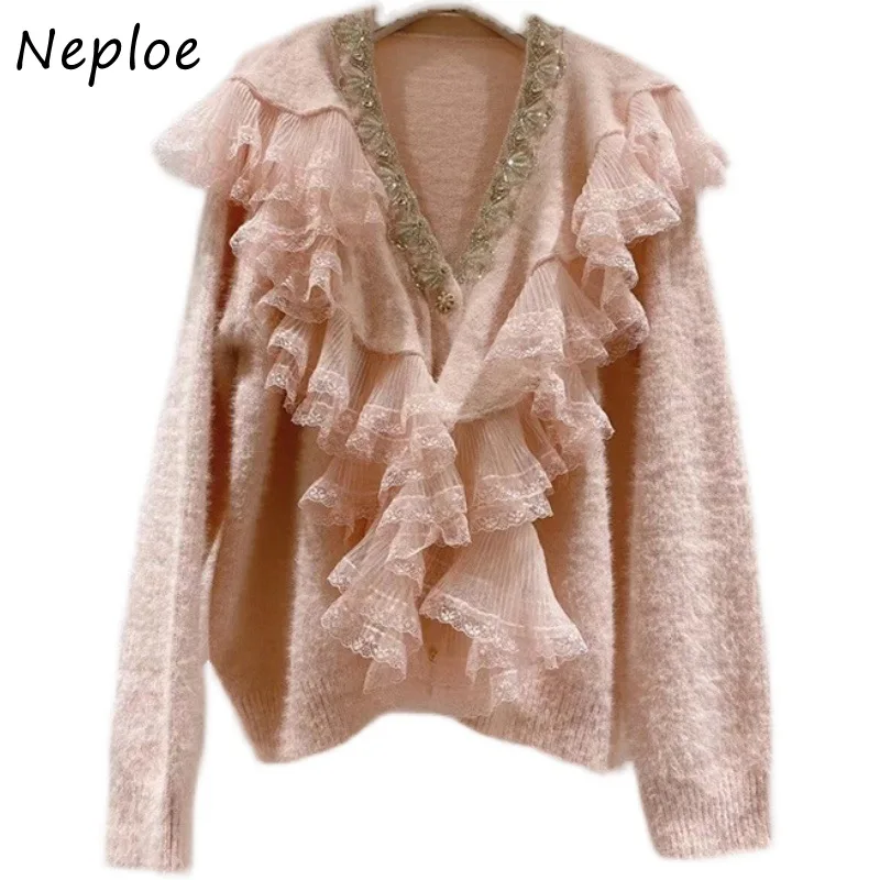 Осень-зима 2021 новинка женский свитер Neploe с украшением из кружева Женский вязаный