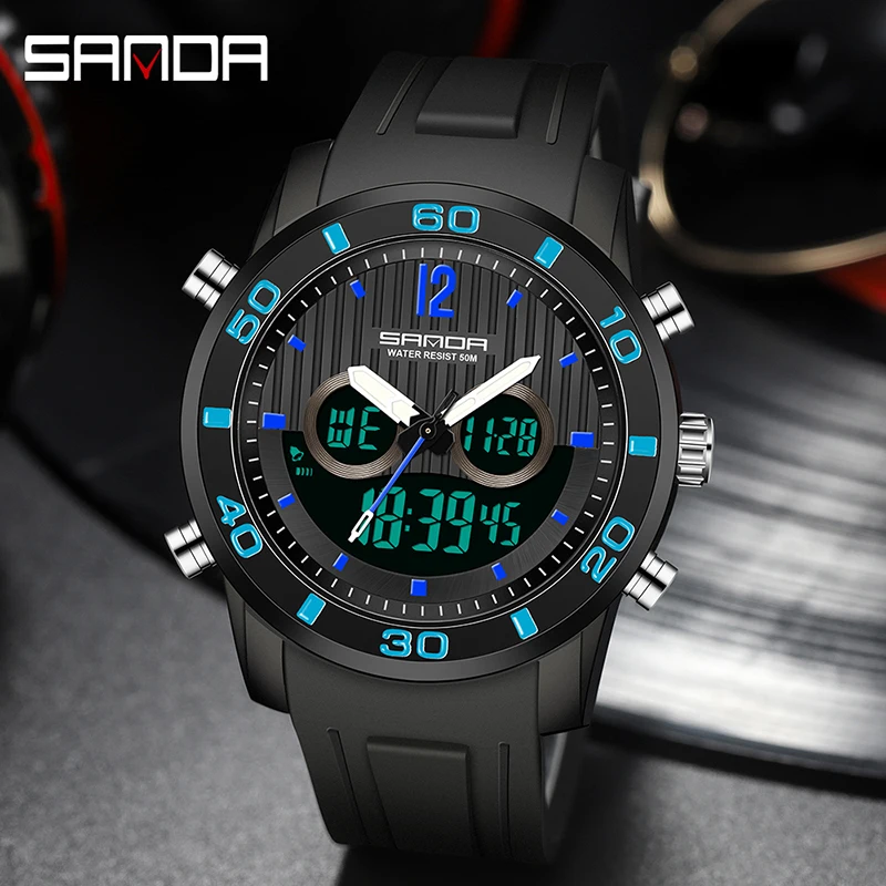 

SANDA Men Military Watch Top Brand 50m Waterproof Wristwatch LED Alarm Clock Outdoor Climbing Sport Watch Male Relogios Masculin