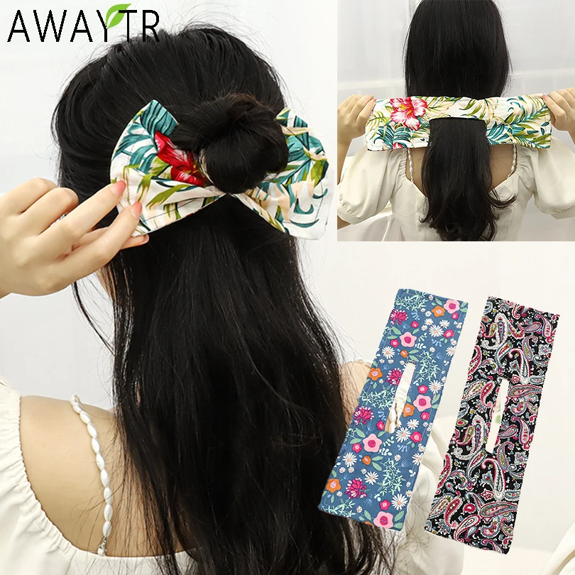 

1PCS Deft Bun Women Hair Styling Twist Headband French Ribbon Updo Vintage Ponytail Holder Girls Hair Accessories Hairbands