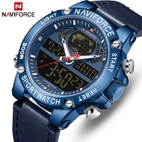 mens watches naviforce top brand luxury men leather sport watches mens quartz led digital clock waterproof military wrist watch