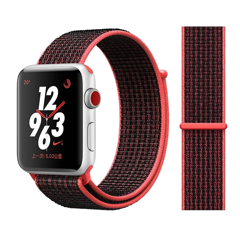 red black Спортивная петля для Apple watch Band 4 5 correa iwatch 3 2 1 42 мм 38 мм 44 мм 40 мм Apple watch ремешок браслет pulseira аксессуары - Цвет ремешка: red black