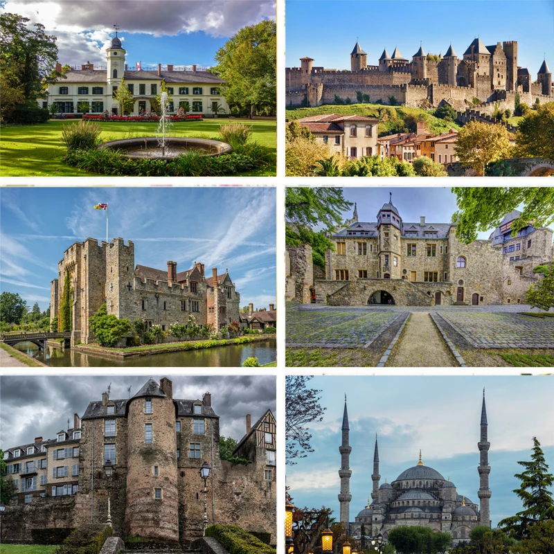 Реквизит для фотосъемки Nitree Виниловый фон Европейский средневековый замок