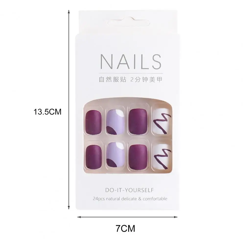 24Pcs/Box Detachable Nail Patch Fresh Style Multiple Patterns Round Head Wear Finished Full Cover for Female | Красота и здоровье