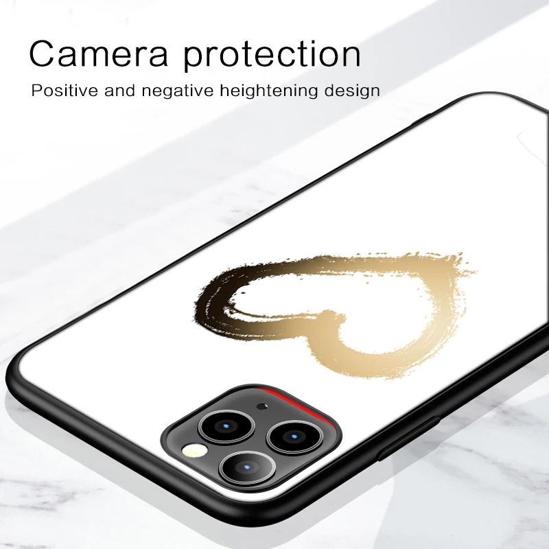 

Luxury Heart Love Case for IPhone 12 Pro Max Case for IPhone 11 12 Pro XR XS Max Mini 7 X 8 6 6S Plus 5 SE 2020 Black Silicone