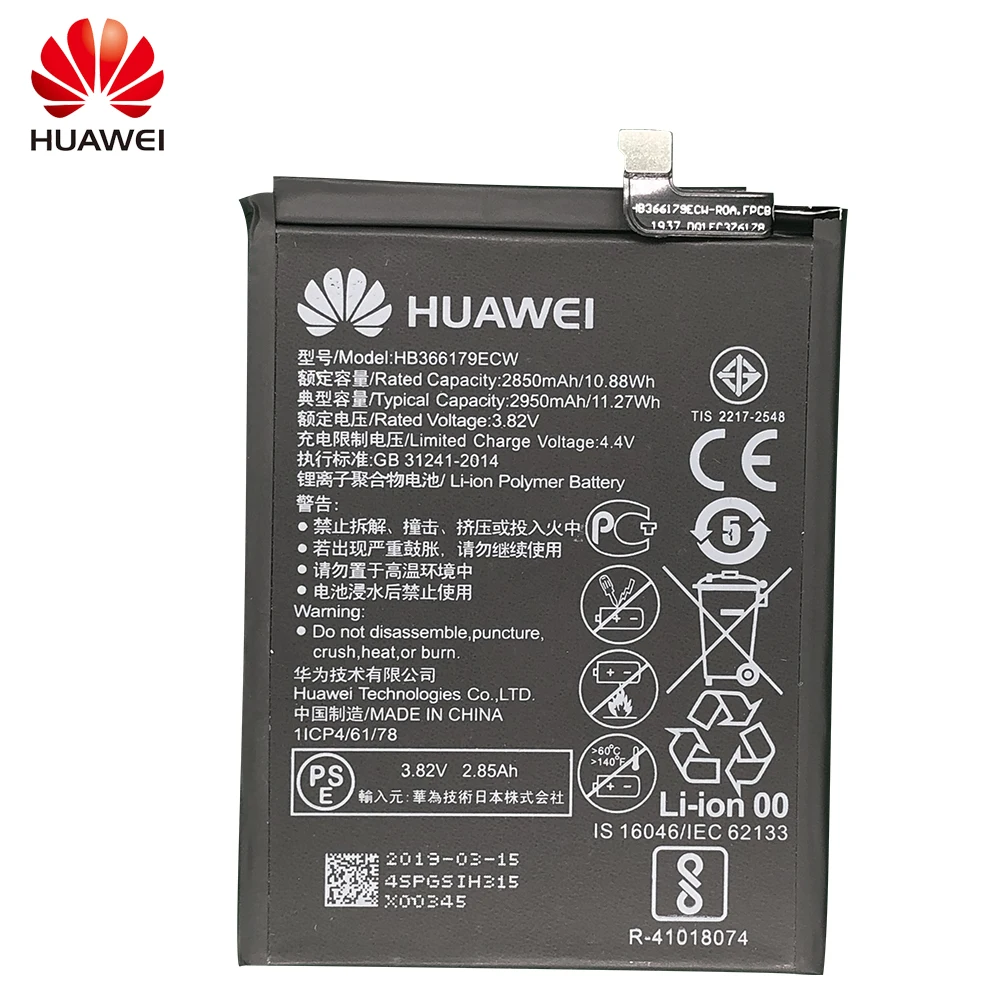 Оригинальный сменный аккумулятор Huawei HB366179ECW для Nova 2 CAZ AL10 TL00 подлинный телефона