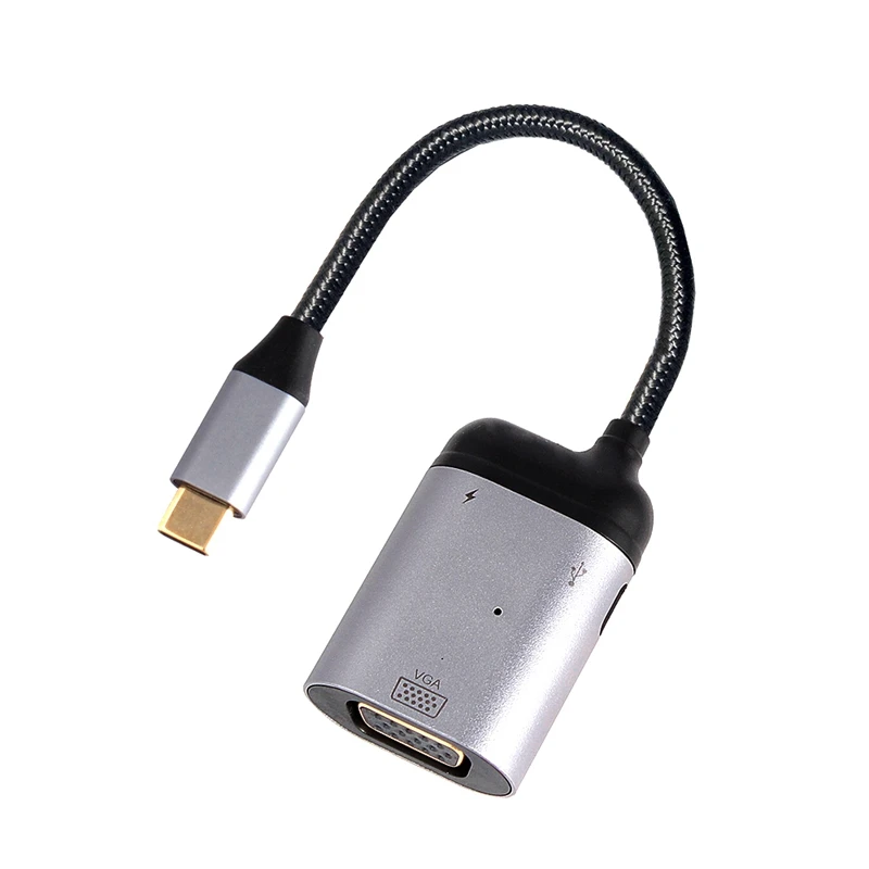 

Адаптер 3 в 1 с USB C папа на VGA + передача данных Тип C + зарядный преобразователь PD для Samsung S20 S10 Huawei