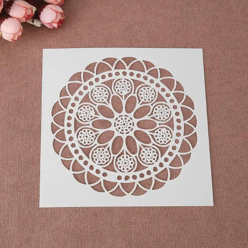 Круглый цветочный принт кофейные трафареты для торта помадка распылительная