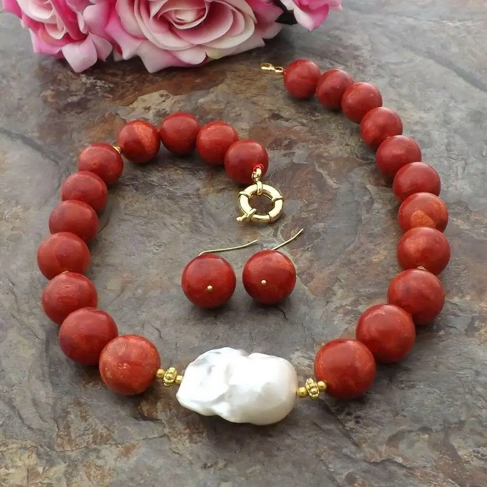 Колье-чокер с красным/коралловым жемчугом 20 дюймов 18 мм | Украшения и аксессуары