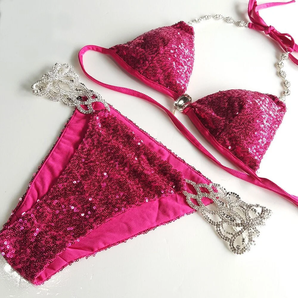 Женский сексуальный купальник бикини со стразами стразы блестящие камни с