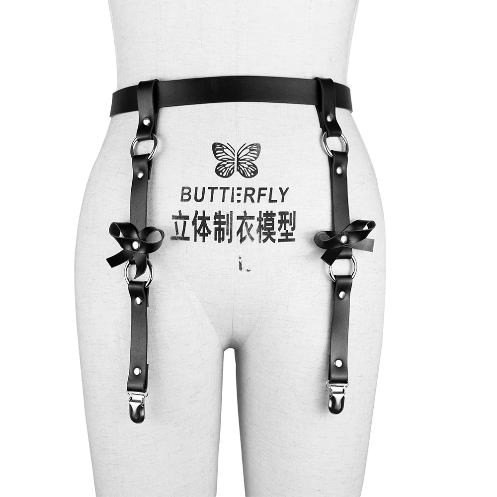 

UYEE Leather Suspenders For Women Body Bondage Garter Leg Goth 2Pcs Set Jartiyer Sexy Female Erotic Body Stockings Harajuku Belt