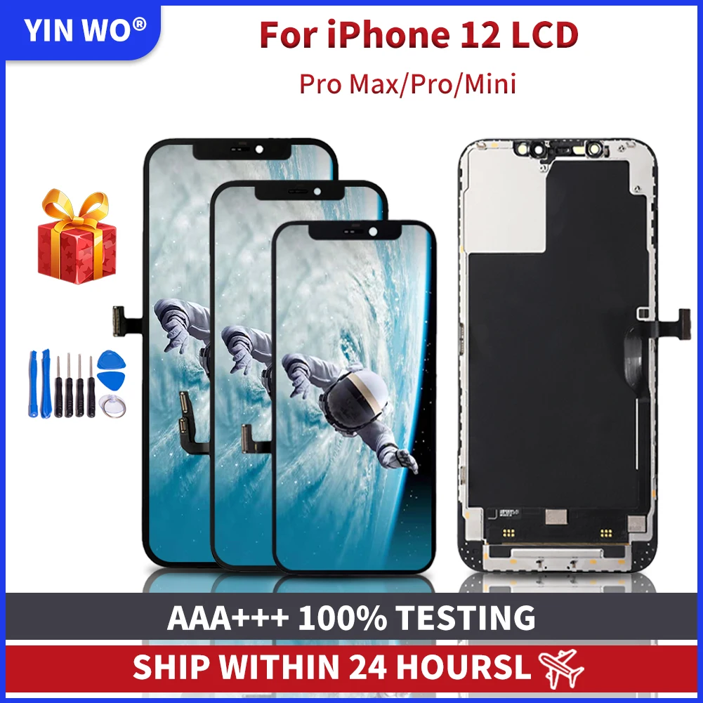 Pantalla LCD de repuesto para m&oacute;vil, montaje de digitalizador t&aacute;ctil, OLED, para iPhone 12 mini 12Pro 12 ProMax Pro-0