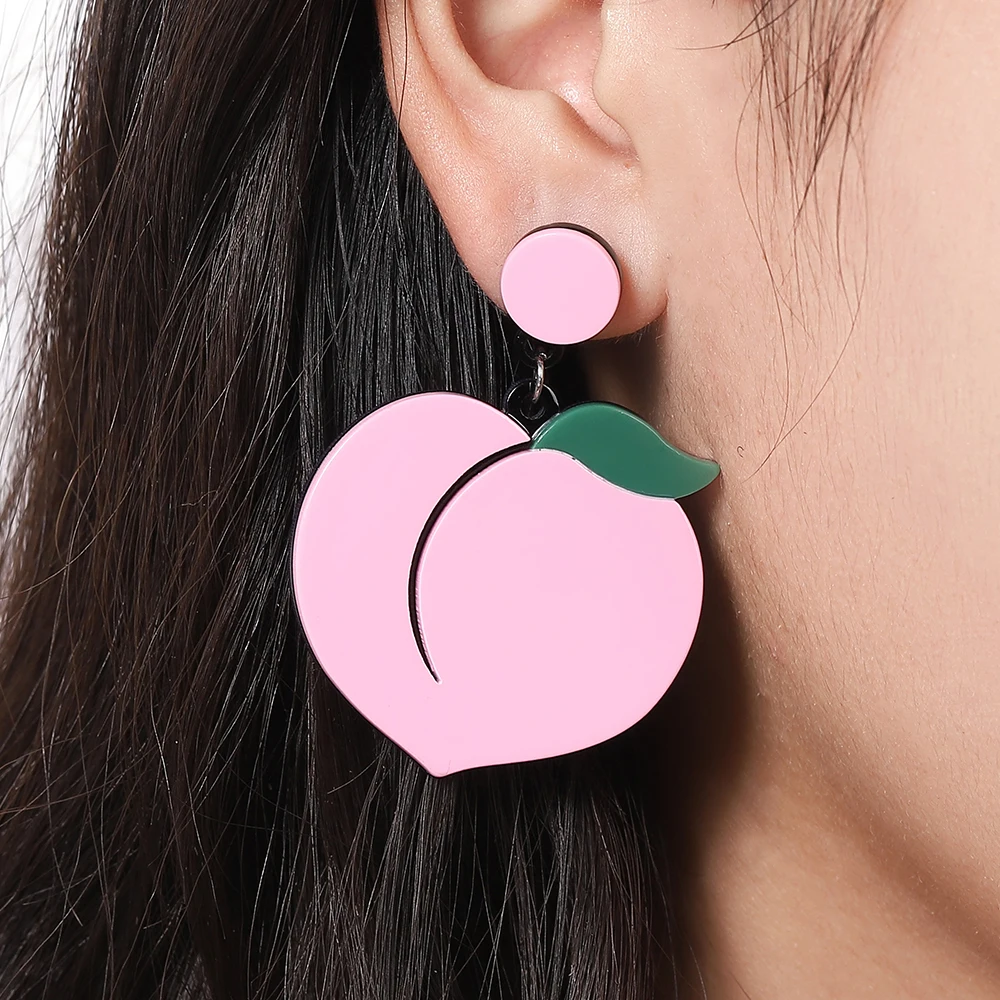 

WYBU Most Popular Double Layer Peach Drop Earring For Lady Fashion Hand Paint Fresh Fruit Kiwi Ear Jewelry Women Earing