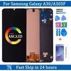 Дисплей AMOLED 6,4 ''для Samsung Galaxy A30 LCD A305DS A305F A305FNA305FD A305A A305GT, ЖК-дисплей с сенсорным экраном и дигитайзером в сборе