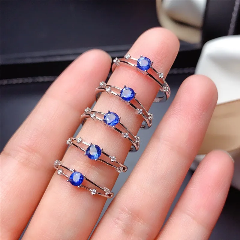 

Natural Sapphire Ring 3.5MM Genuine Blue Gemstone Fine Jewelry Birthstone for Women Anniversary Gift Real 925 Sterling Silver