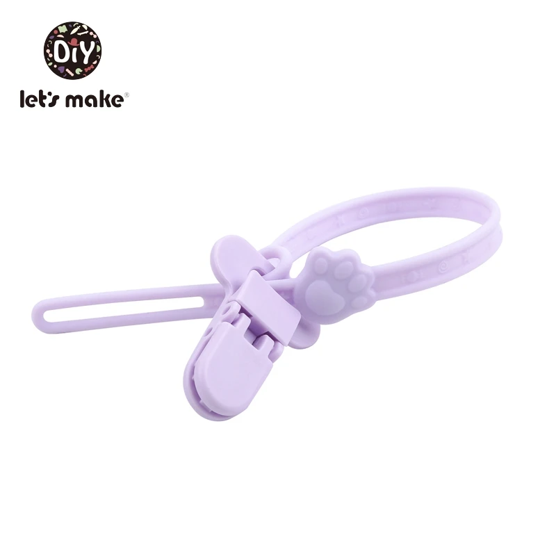 purple Let's Make/подарок для ребенка, цепочка для соски, персонализированные аксессуары, 5 шт., силиконовый зажим для когтей кошки, BPA Free, держатель для соски на цепочке - Цвет: purple