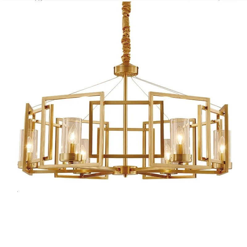 Новая латунная люстра с подсветкой винтажная медная лампа для гостиной Золотая