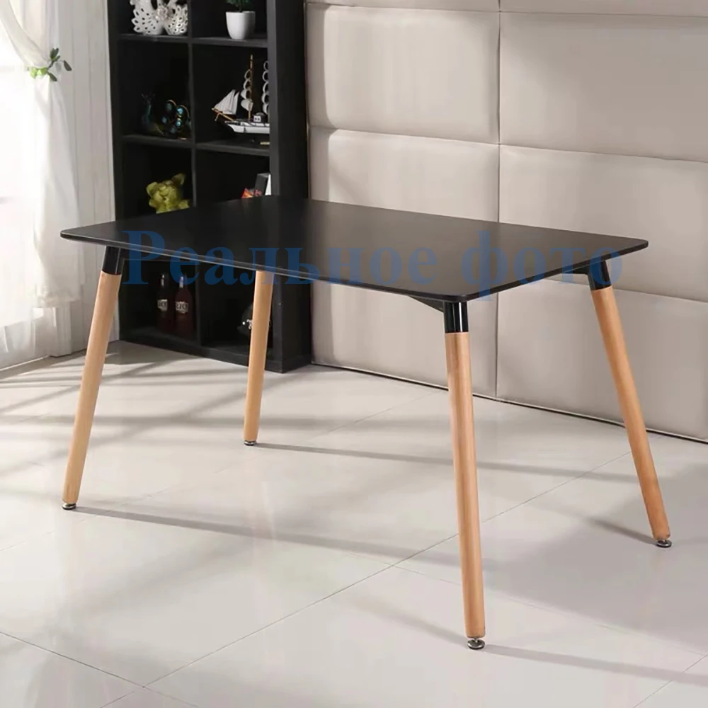 Домашний обеденный стол прямоугольный черная краска на ножках из бука