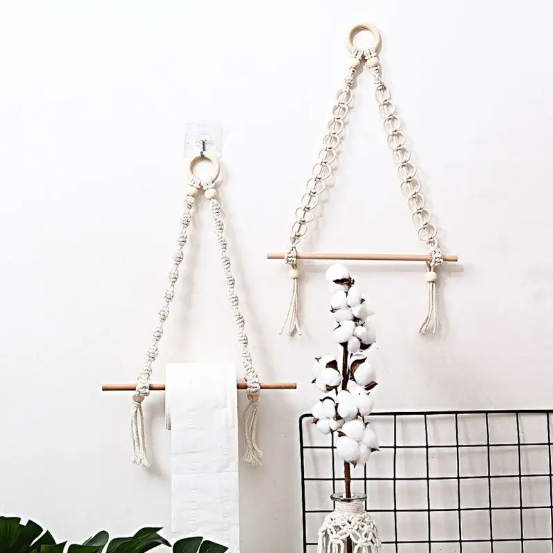 Nordic Macrame настенная подвесная деревянная Stick держатель для туалетной бумаги