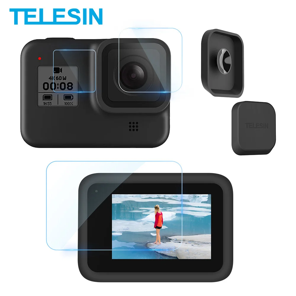 TELESIN для GoPro Hero 5 6 7 8 Black шт. защитное закаленное стекло экрана объектива Защитная