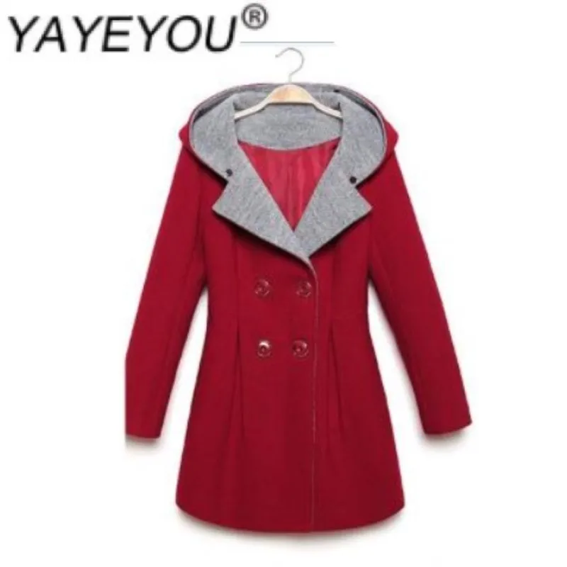 

YAYEYOU Loose lapel western girl coat in a long style trench coat commuter red jubilant A - word version double-breasted