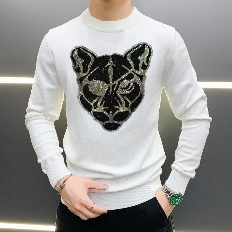 Модный дизайнерский вязаный пуловер удобные повседневные осенне-зимние мужские