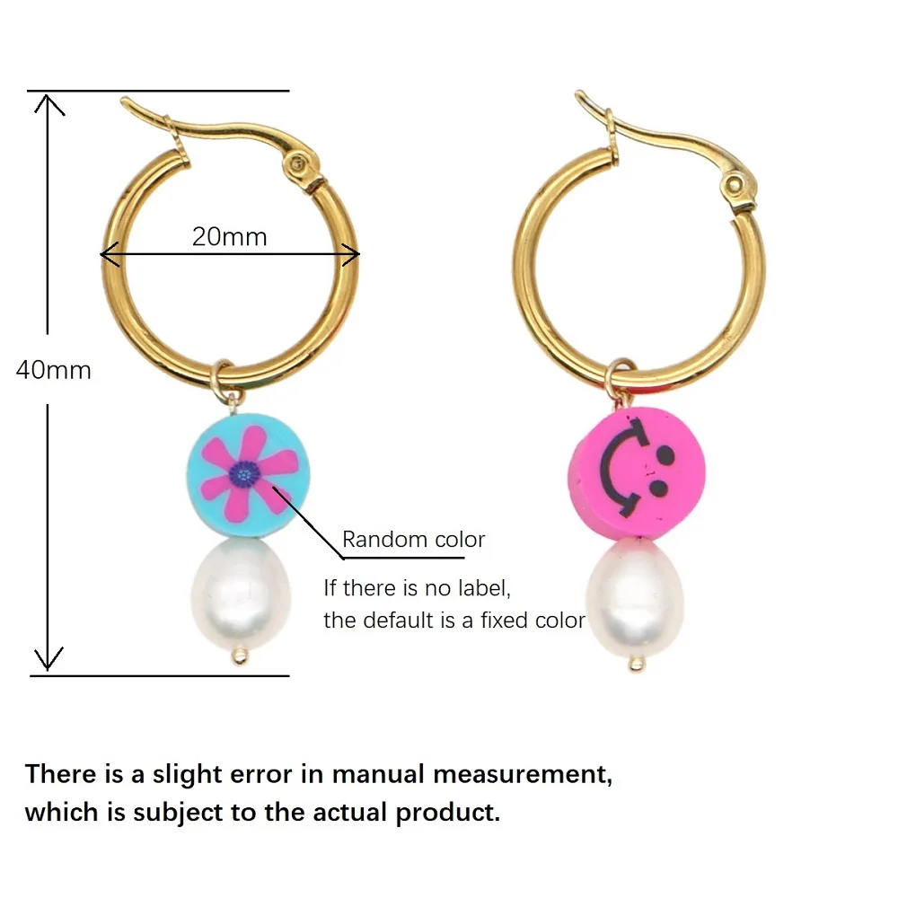 

Go2Boho Cute Smiley Face Earrings 2021 Real Pearl Drop Dangles Earring For Women Jewelry Stainless Steel Hoop Summer Earing