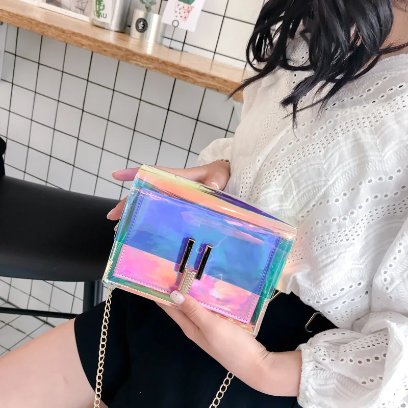 

Summer Small Square Bag Shoulder Bags Women Chians Crossbody Bag Pu Leather Luxury Jelly Handbags and Purse Ladies Clutch Pocket