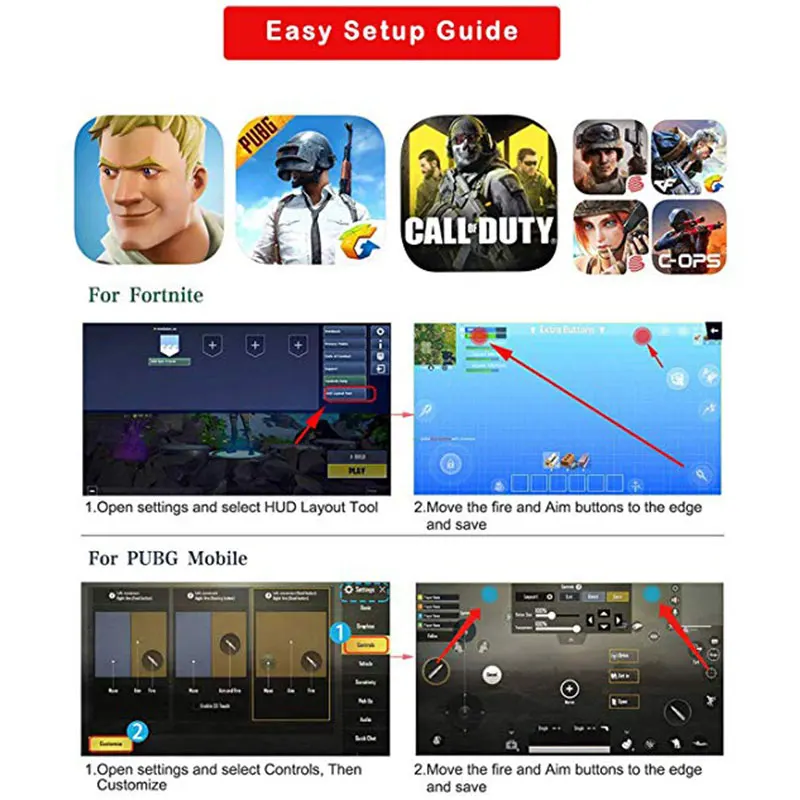 PUBG Mobile Controller Capacitance Mapping L1R1 Aim Shoot Trigger Gamepad Game Joystick Remote Grip For Android IOS Phone | Электроника