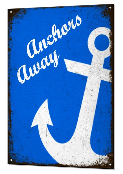 

Anchors Away Large Rustic Metal Tin Sign Nautical Boat Wall Decor Plaque