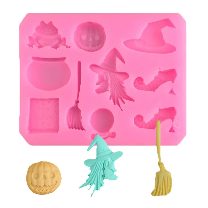 Хэллоуин вечерние силиконовая форма для сахарных изделий метла Тыква лягушка
