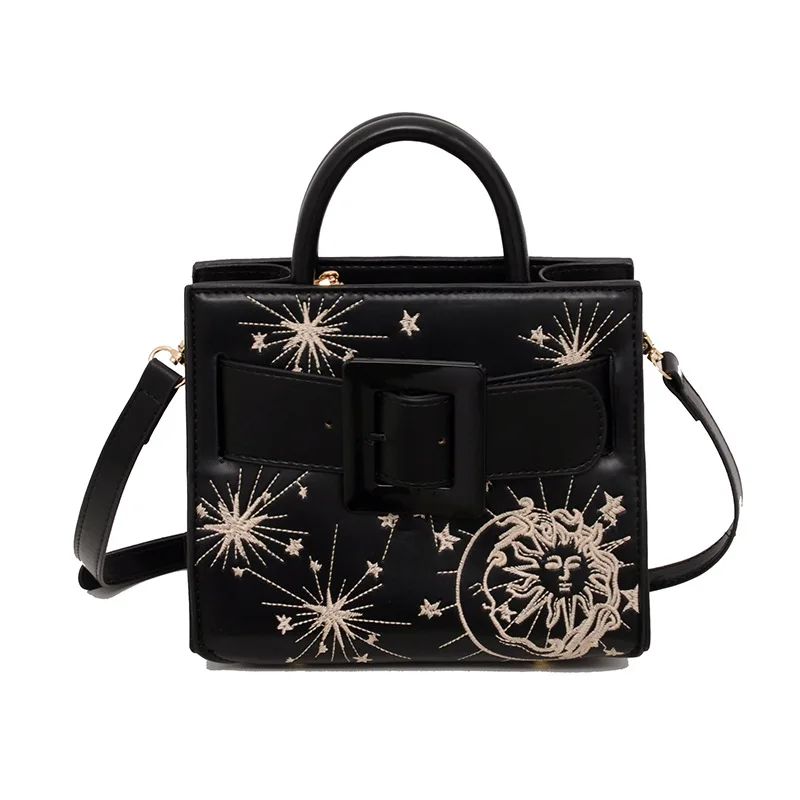

Ladies Textured PU Leather Crossbody Bag Women Fashion Firework Embroidered Tote Bag New Brand Design Shoulder Bag