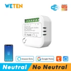 Умный модуль переключателя Wi-Fi Tuya без нейтрального провода, поддержка двухстороннего управления, 110 В, 220 В, умный дом, прерыватель, работа с Alexa Google Home