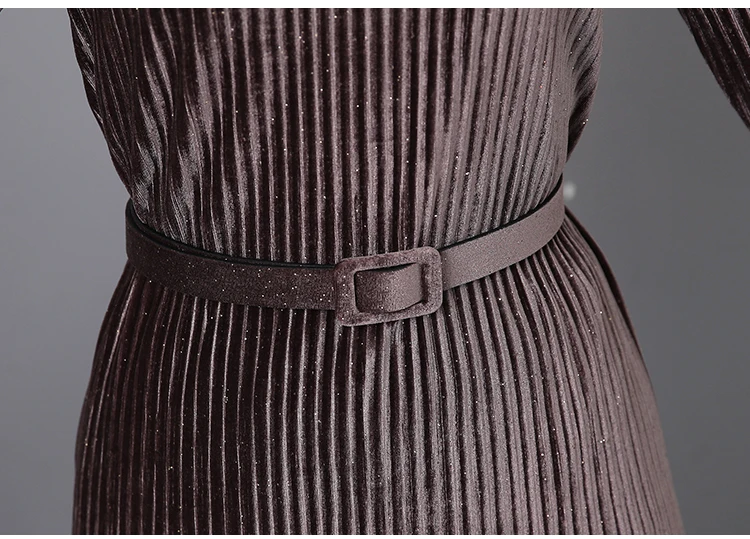 

Mujer Spring Summer Suit Dresses 2020 New Women's Long-sleeved Gold Velvet Temperament Waist Pleated Skirt Two-piece Suit Z451