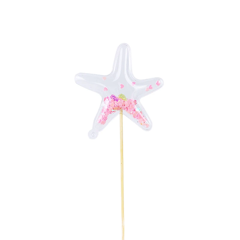 Transparent Confetti Love Heart Star Crown Mermaid Tail Cloud Shape Cup Cake Topper Valentine Children's Day Party Decorations