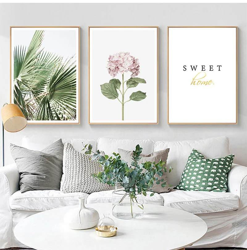 Картина на холсте с изображением розового кактуса и зеленых растений - купить по