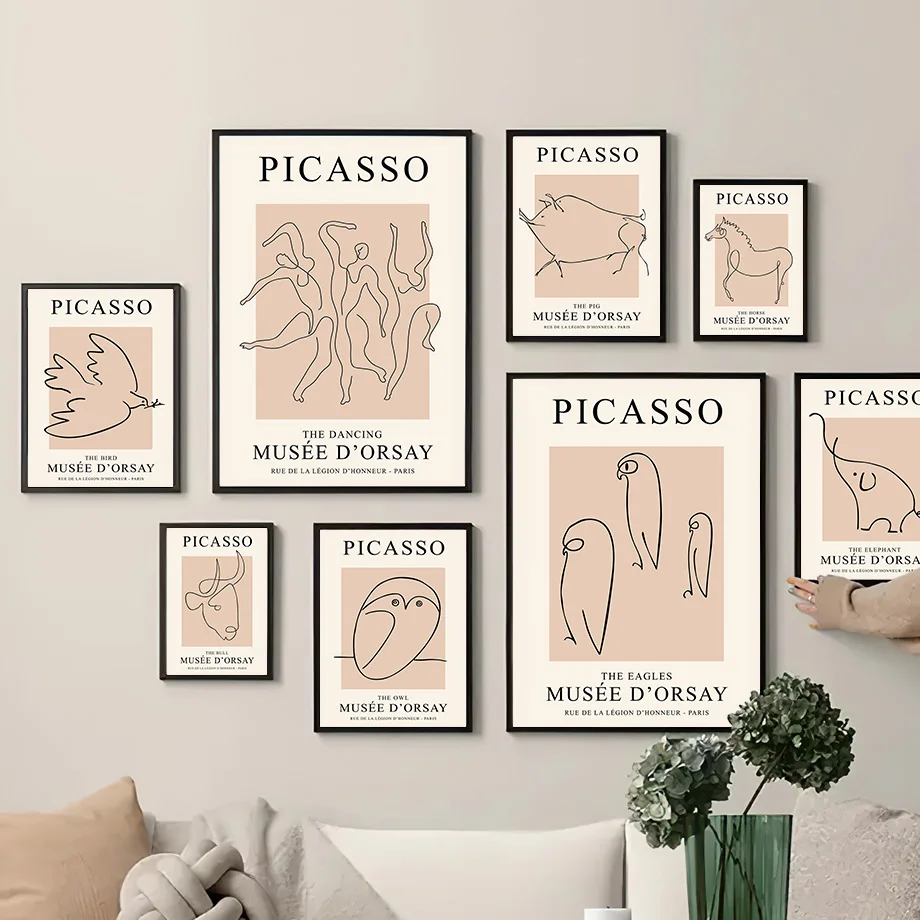 

Abstract Picasso Line Animals Elephant Pigeon Wall Art Canvas Painting Nordic Posters And Prints Wall Pictures For Living Room