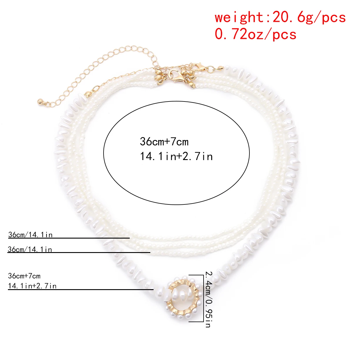 

Lacteo Summer Beach Multi Layered Imitation Pearl Chian Choker Necklace Fashion Prearl Round Pendant Necklace Jewelry for Women