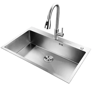 handmade brushed kitchen sink single sink above counter or udermount vegetable washing basin stainless steel kitchen sinks free global shipping
