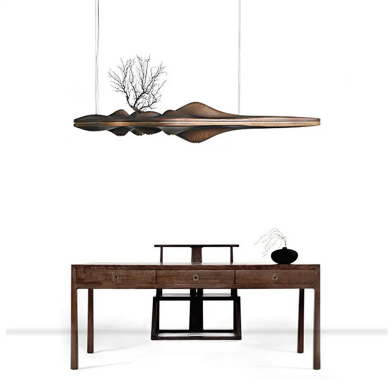 Luzes de Led Chinesa para Móveis de Sala de Jantar Lâmpada de Ramo Pendente com 5 Luminária Estudo Cozinha Estilo Criativo Zen Retrô