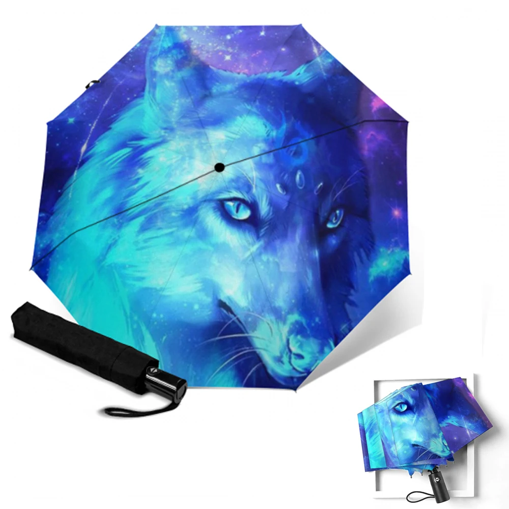 Креативный детский зонт с волком ветрозащитные полностью автоматические зонты